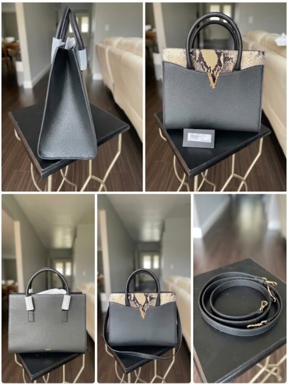 Versace Virtus Calf Leather Black Top Handle Bag